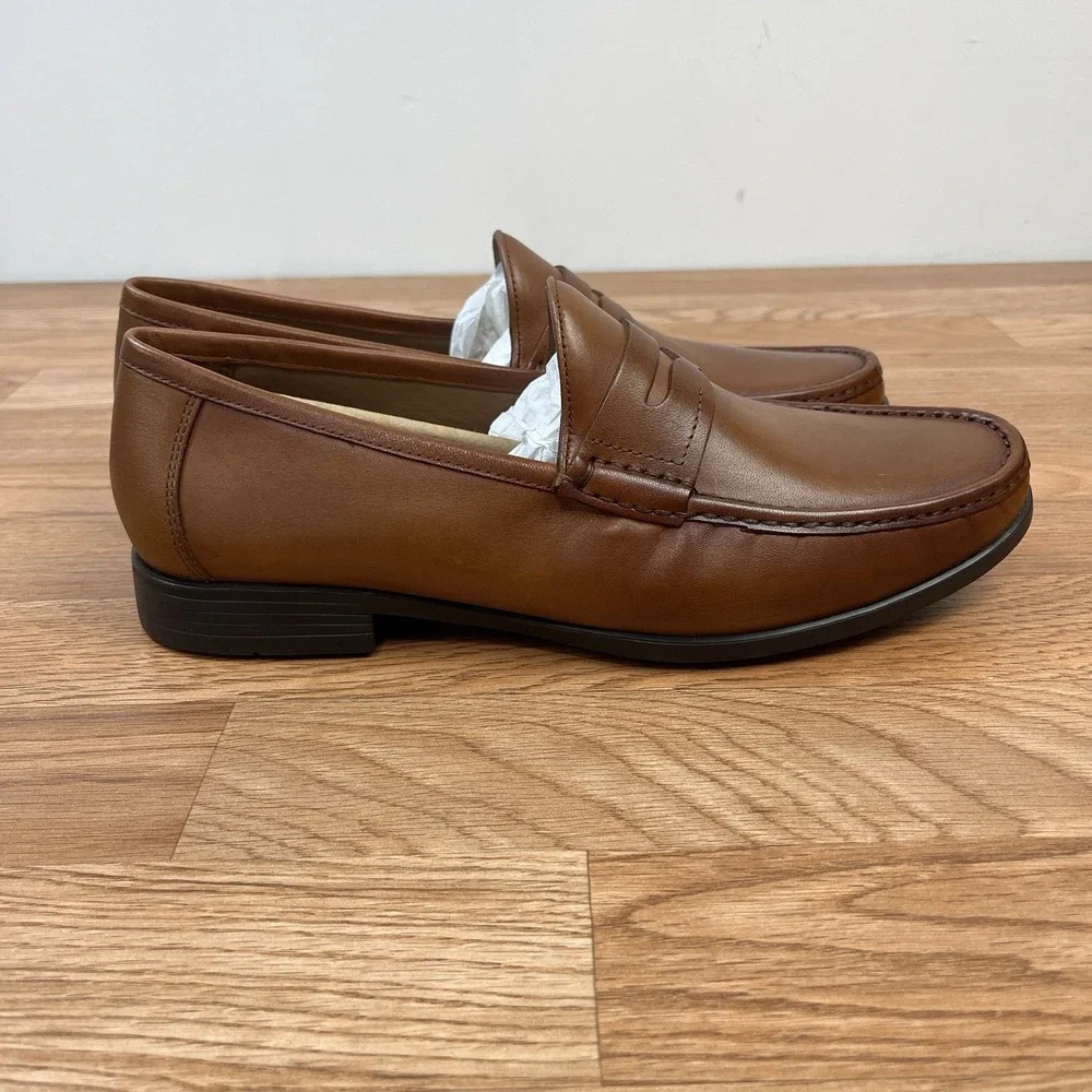 Peter Huber‎ Austin Penny Loafer in Cognac Men's Size 9.5 Leather NEW